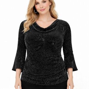 Cocktail Top Size 1X Evening Formal Paisley Sparkling